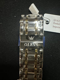 OLEVS Men Watch Mechanical Skeleton, Moon Phase, Black Face, Gold/Silver Band