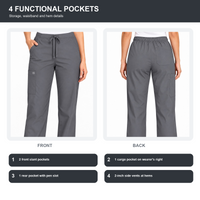 WonderWink W123 5255 Women's Drawstring Cargo Scrub Pants 2XS-5X 3 Colors