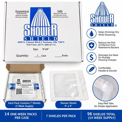Shower Shield SS99 9” x 9” Water Barrier 14 Week Case 98 Shields New