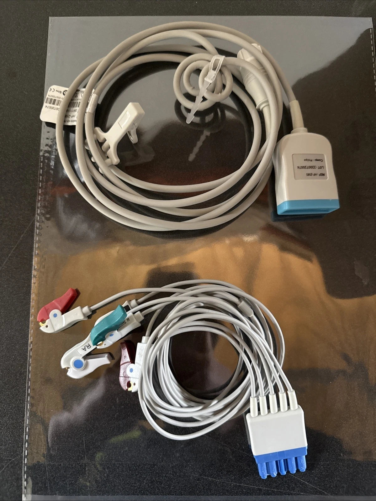 Philips HP Style 5 Lead ECG Cable HP-2585 W/ Phillips HPA5-90P 5 Lead Cable