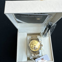 Olevs Mens Luxury Watch Skeleton, Day Date, Gold Band, Gold Dial