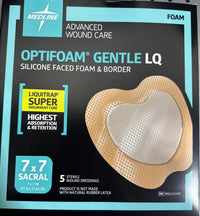 Medline Optifoam Gentle LQ Foam Sacral Dressing 7 x 7 in 5/Bx MSC2377EP Exp 2025