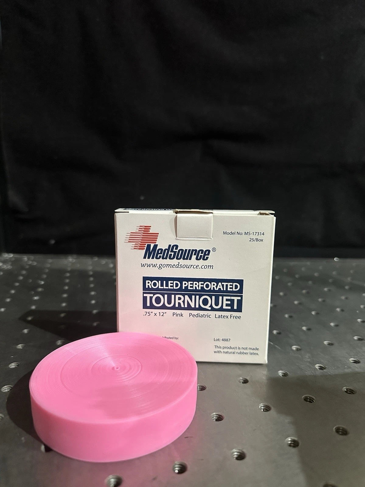 MedSource Rolled Perforated Tourniquet Pink, Pediatric, .75”x12”