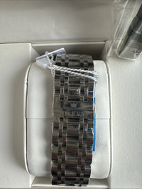 Olevs Men’s Watch Skeleton 5 Hands Silver Band, Blue Dial