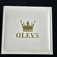 Olevs Mens Luxury Watch Skeleton, Moon Phase, Silver Band, Silver Dial