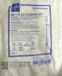 Medline 60” Extension Set DYNTN1603 Clamp Luer Lock Smallbore Sterile 100Ct