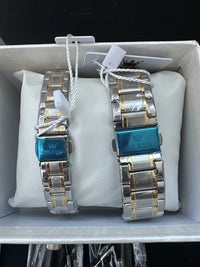 OLEVS Valentines Couple Pair White Dial, Gold/Stainless Steel, Waterproof,