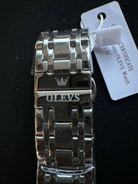OLEVS Mens Watch Triple Dial, Blue Face, Stainless Steel Band, Diamond