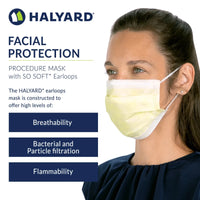*500-Pieces* Halyard Procedure Face Mask With So Soft Earloop Yellow 47117