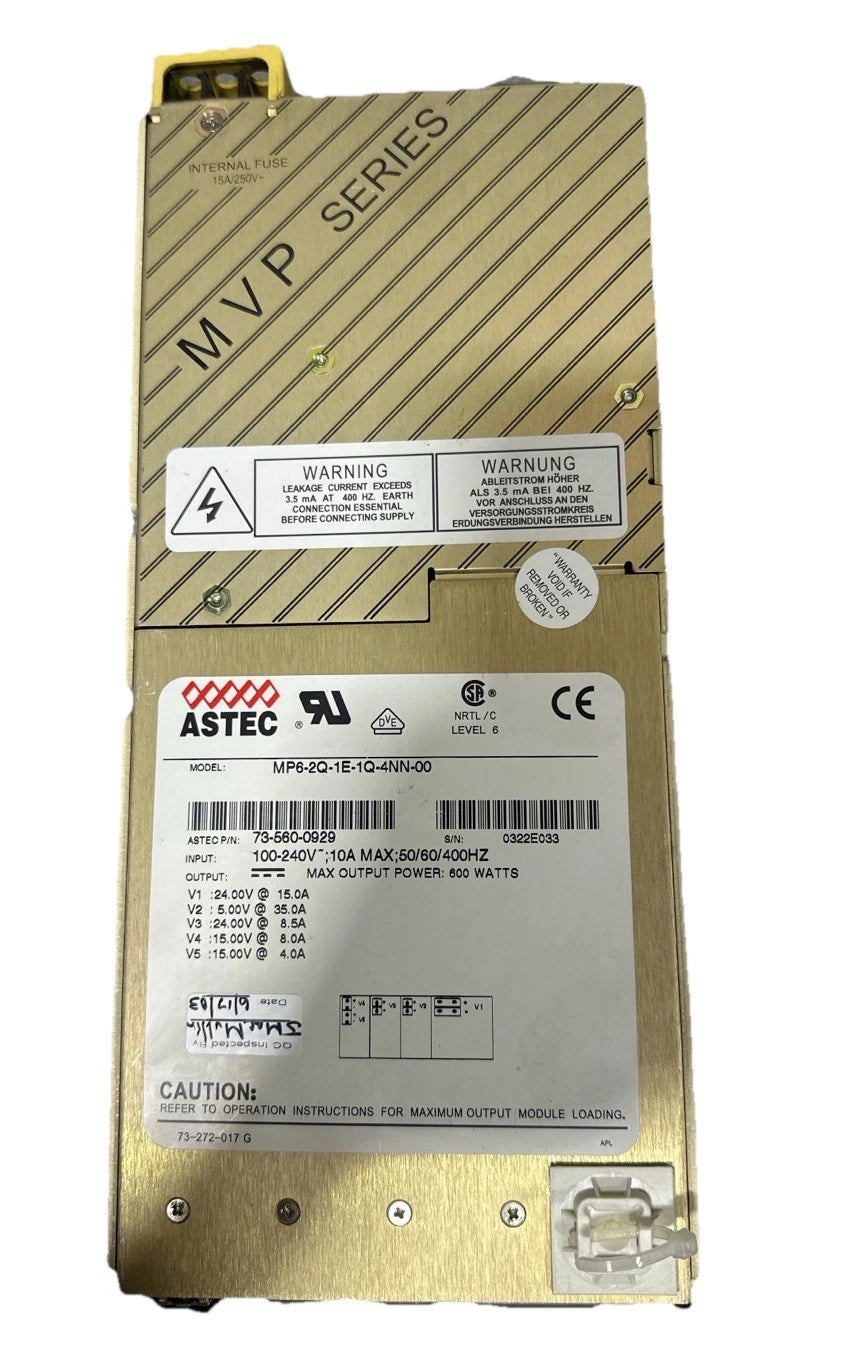 Astec MVP Series MP6-2Q-1E-1Q-4NN-00 Modular Power Supply 600W 100-240V