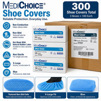 MediChoice 77727 Shoe Covers X-Large Blue Non-Skid Non-Sterile Case of 300