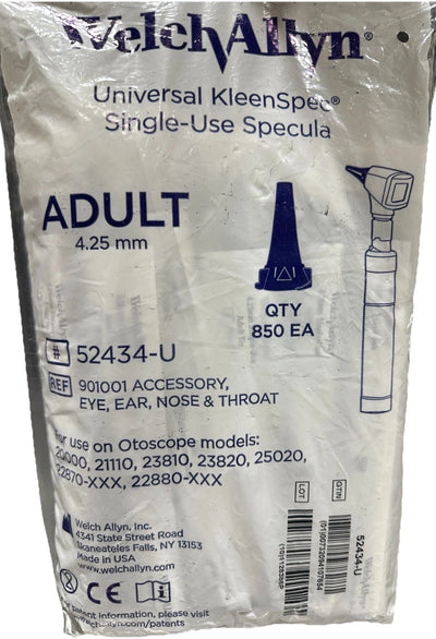 Welch Allyn KleenSpec Adult Ear Specula 4.25mm 850 Qty REF 52434-U NEW