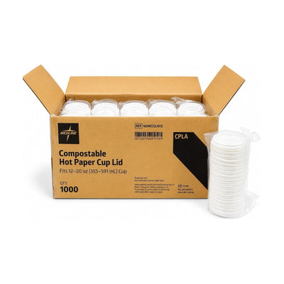 Medline Compostable Hot Paper Cup Lids 12-20 oz Cups Case of 1000 NONECOLID12