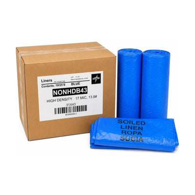 Medline Soiled Linen Liners Blue 31” x 43” High Density Case 250 NONHDB43