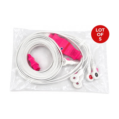 Lot of 5 Cardinal Health Kendall 33135T 5-Lead DL Cable & Lead Wire System