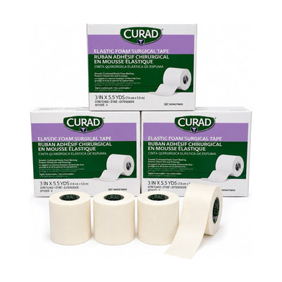 Curad Elastic Foam Tape 3” x 5.5 Yds Stretched Lot of 3 Boxes 12 Rolls