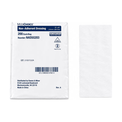 MediChoice NADSG203 Non-Adherent Dressing 3x8 Non-Sterile Bag of 200 New