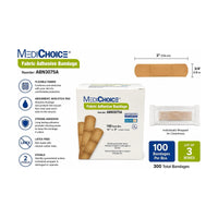 Lot of 3 MediChoice ABN3075A Sterile Fabric Adhesive Bandages 3/4” x 3” 100/Box