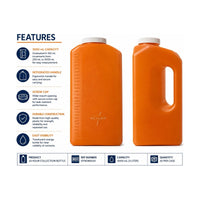 Medline 3000mL Graduated Orange 24hr Collection Bottle DYND80024 With Handle