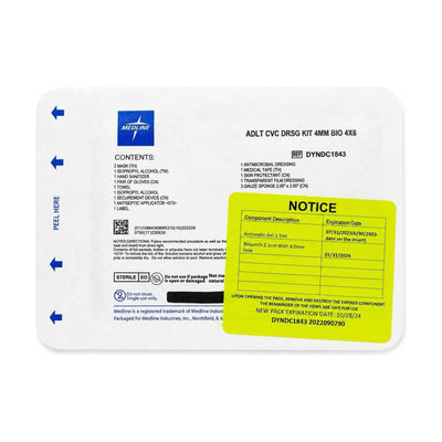 Case Of 20 Medline Adult CVC Dressing Kits DYNDC1843 Sterile