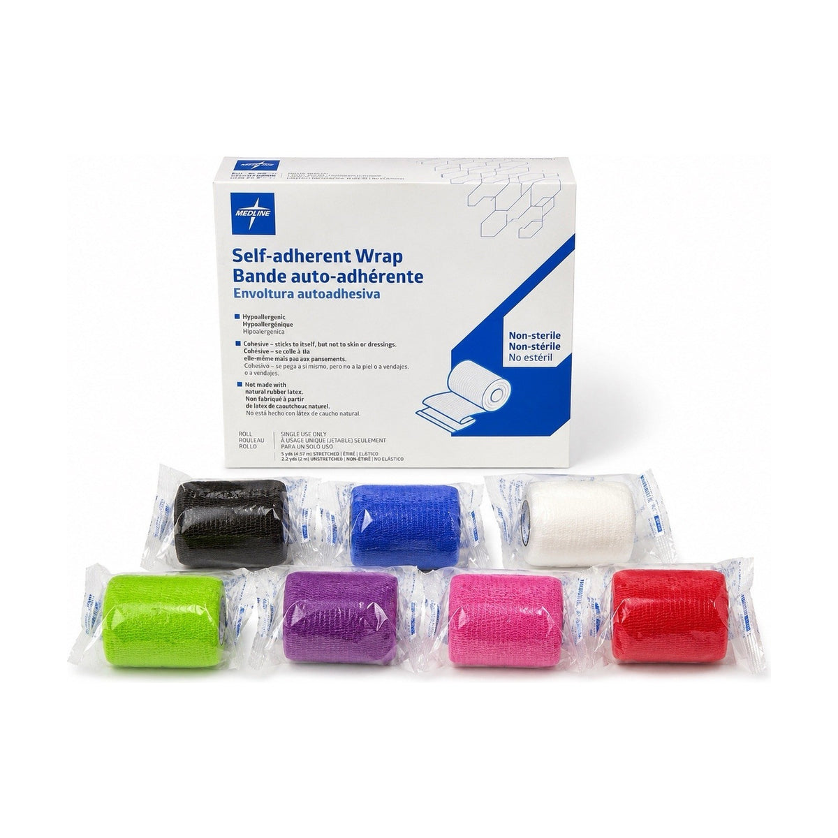 Medline Self-Adherent Wrap 2in x 5yd Color Pack 36 Rolls PRM088002CP