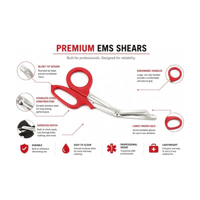 Curaplex 2811-05326 EMS Shears Red 7.25” Trauma Bandage Scissors Box of 50