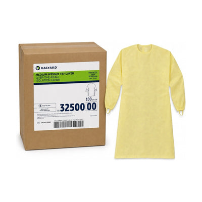 Halyard 32500 Tri-Layer Over-The-Head Isolation Gowns Universal Fit QTY 100