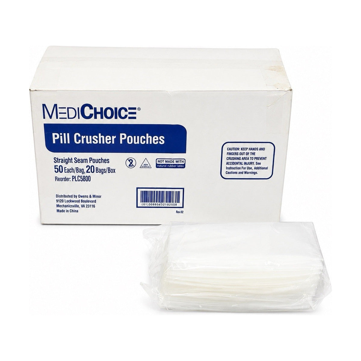 MediChoice PLC5800 Pill Crusher Pouches Straight Seam 50/Bag 20 Bags 1000 Total