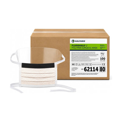 Halyard 62114 FLUIDSHIELD 2 Fog-Free Mask Visor ASTM Level 2 Case 100