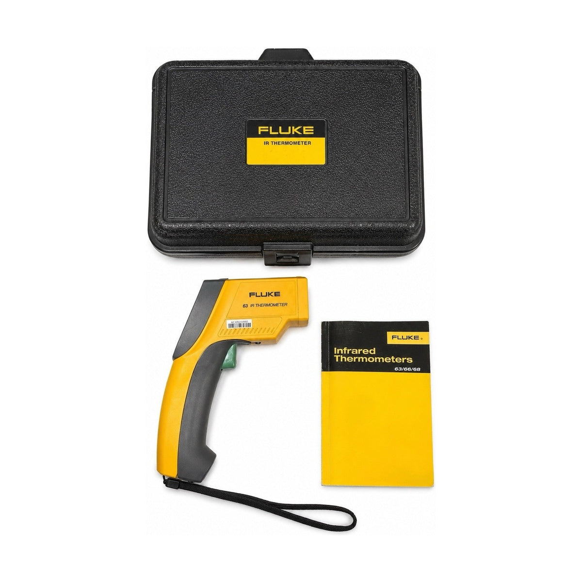 Fluke 63 IR Infrared Thermometer w/ Hard Case Manual Strap - Powers On