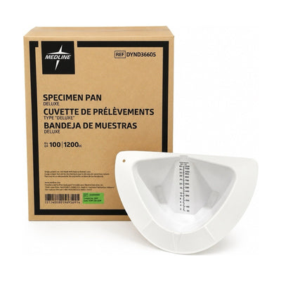 Medline DYND36605 Deluxe Specimen Pan 1200cc White Case of 100 New