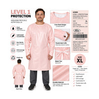 Ford Joyson Reusable Isolation Gown Level 1 Pink XL Nylon Case of 24 USA1-14B391