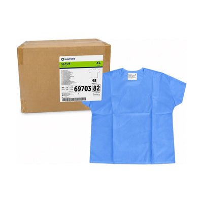 Halyard Scrub Shirt XL Blue 48 Count Case REF 69703 Disposable