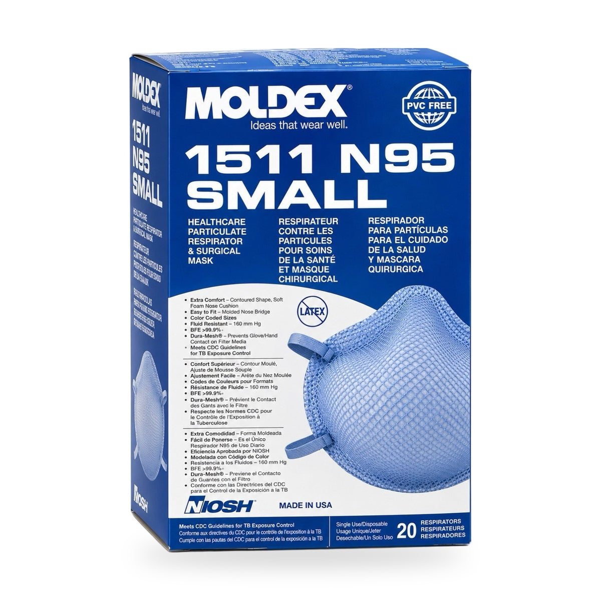 Moldex 1511 N95 Healthcare & Respirator Small - Box of 20