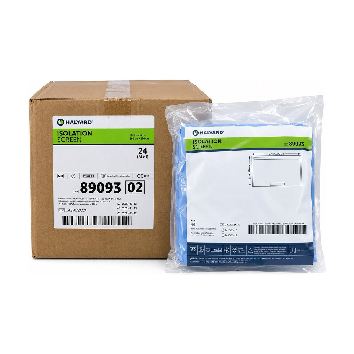 Halyard 89093 Isolation Screen Sterile 114” x 67” Case of 24