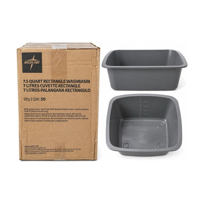 Medline DYND80342 7.5 Quart Rectangular Wash Basin Graphite Case of 50