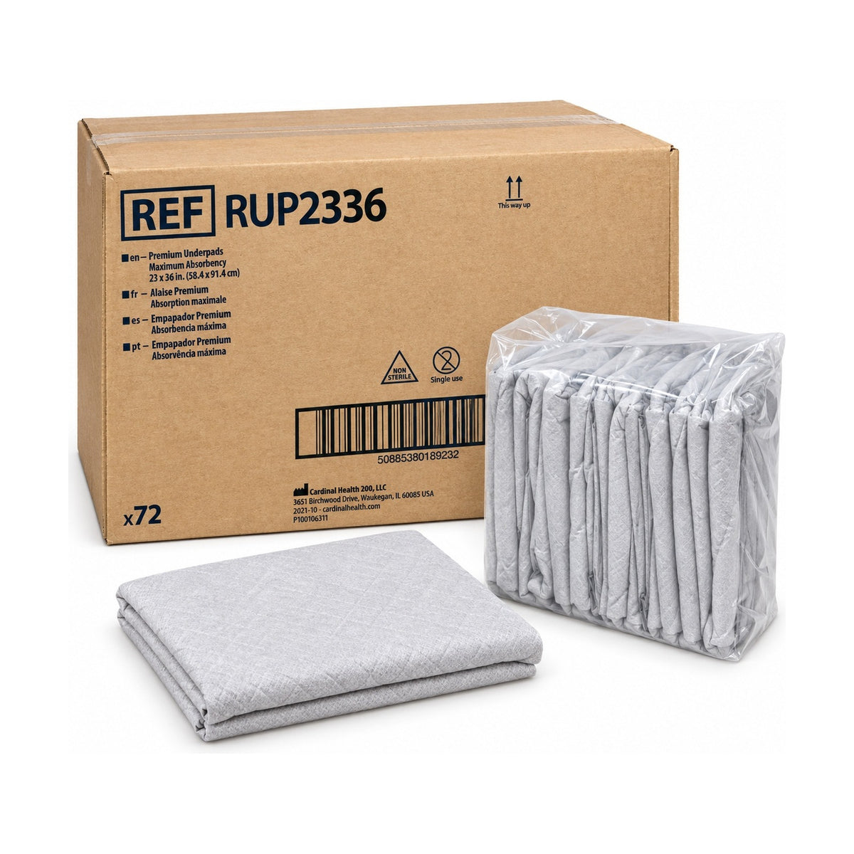 Cardinal Health Wings Cirro Quilted Premium Underpad, 23 x 36 Inch - Case of 72
