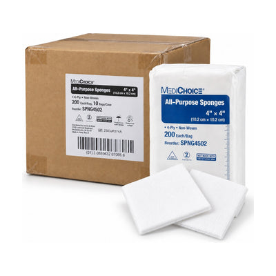 MediChoice All-Purpose Sponges 4x4 4-Ply Non-Woven Non-Sterile 2000/Cs SPNG4502
