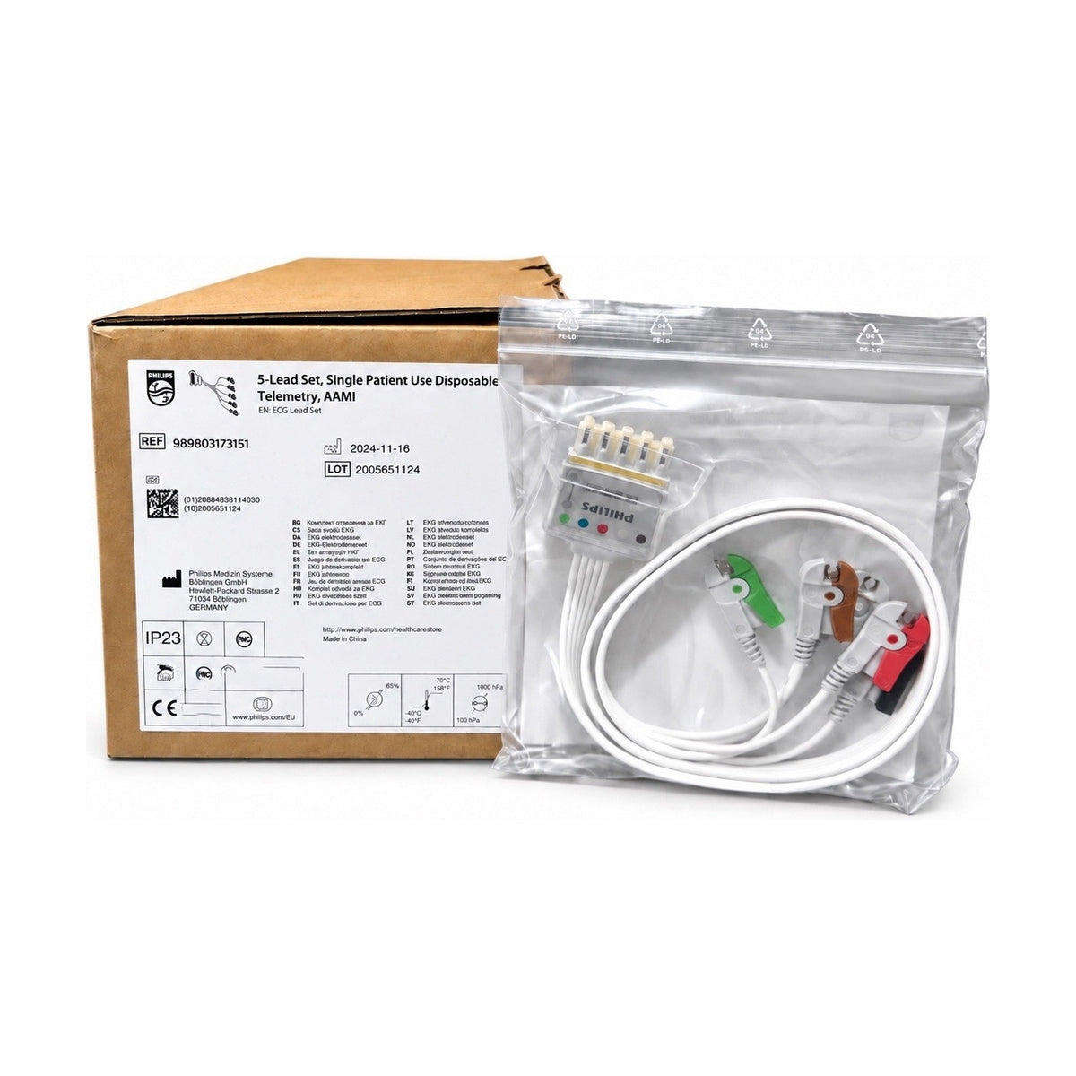 Philips 989803173151 5-Lead ECG Telemetry AAMI Disposable Lead Set Case of 20