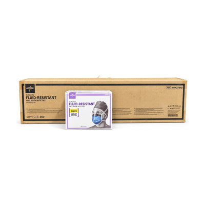 Medline NON27810 Fluid-Resistant Masks w/ Shield Case 250 EN14683 IIR