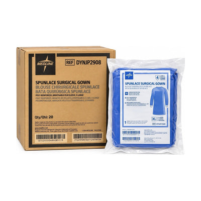 Medline DYNJP2908 Spunlace Gown Level 4, XL Sterile Case of 20