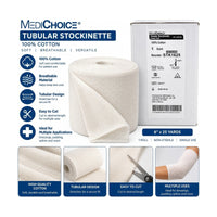MediChoice STK1625 Tubular Stockinette 6in x 25yd 100% Cotton Non-Sterile