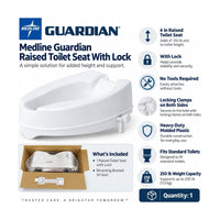 Medline Guardian G4-400RX1 Raised Toilet Seat With Lock 4” 250 lb Capacity