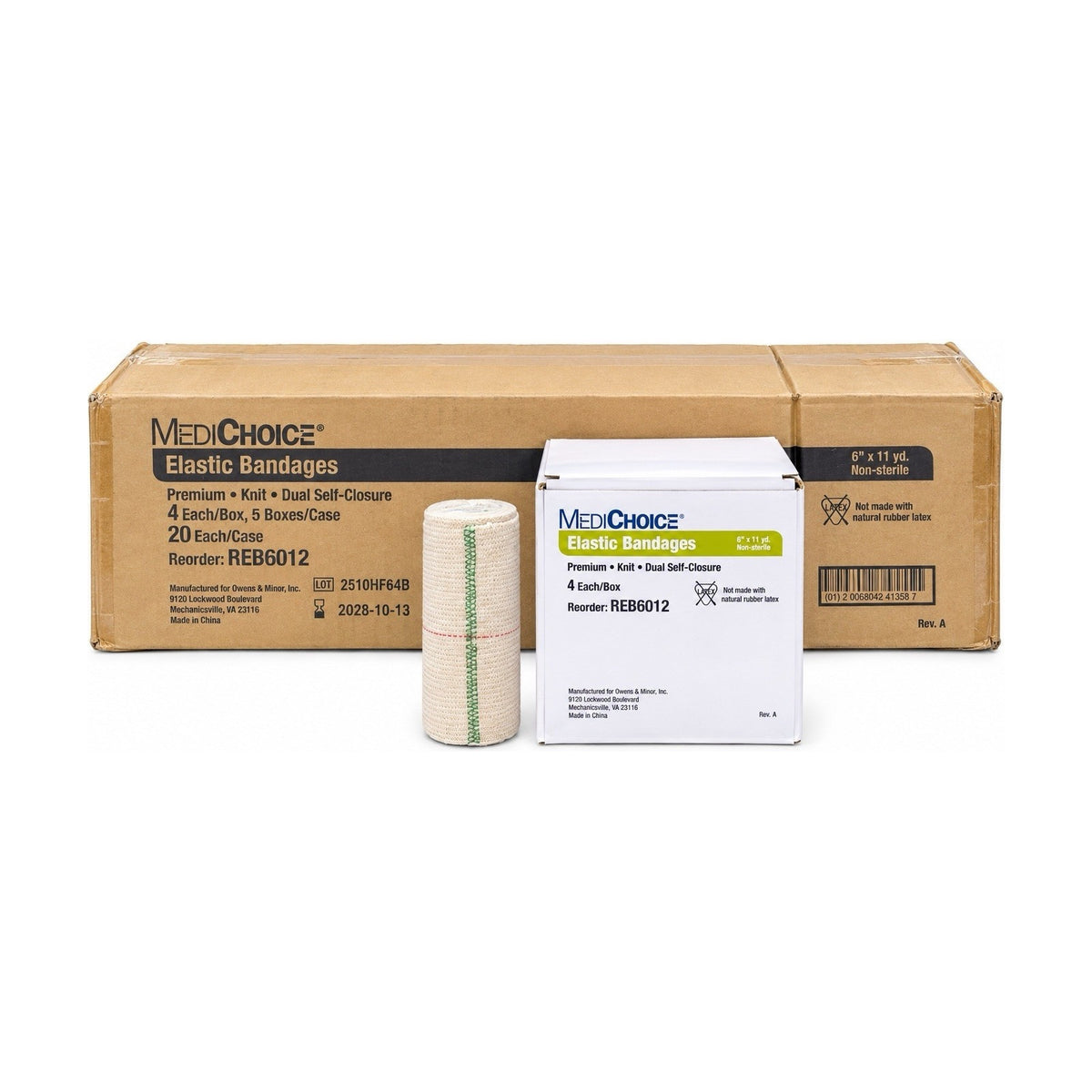 MediChoice REB6012 Elastic Bandage 6” x 11 yd Dual Self-Closure Case of 20