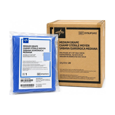 Medline DYNJP2412 Medium Sterile Drape 40” x 70” Blue Case of 20