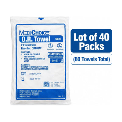 MediChoice O.R. Towels White Sterile ORT02W 2/Pack Lot of 40 80 Total