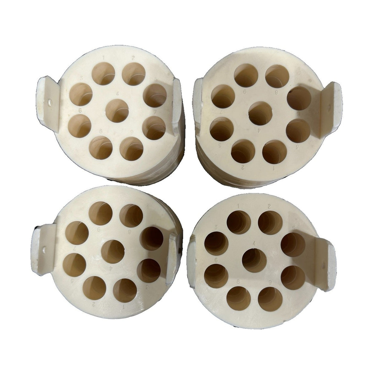 Lot of 4 Centrifuge Rotor Tube Adapters 9 Position 15mL Beige Plastic