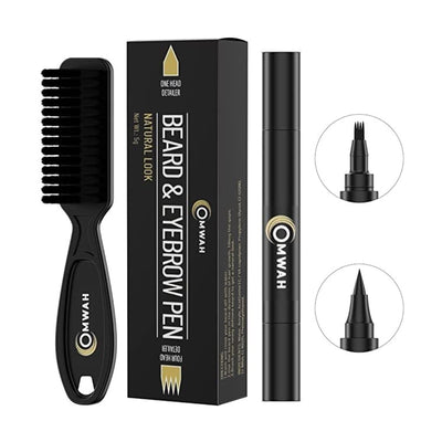 OMWAH Beard Pen Pencil Kit Long Lasting Filler Tool For Eyebrow Moustache Hair