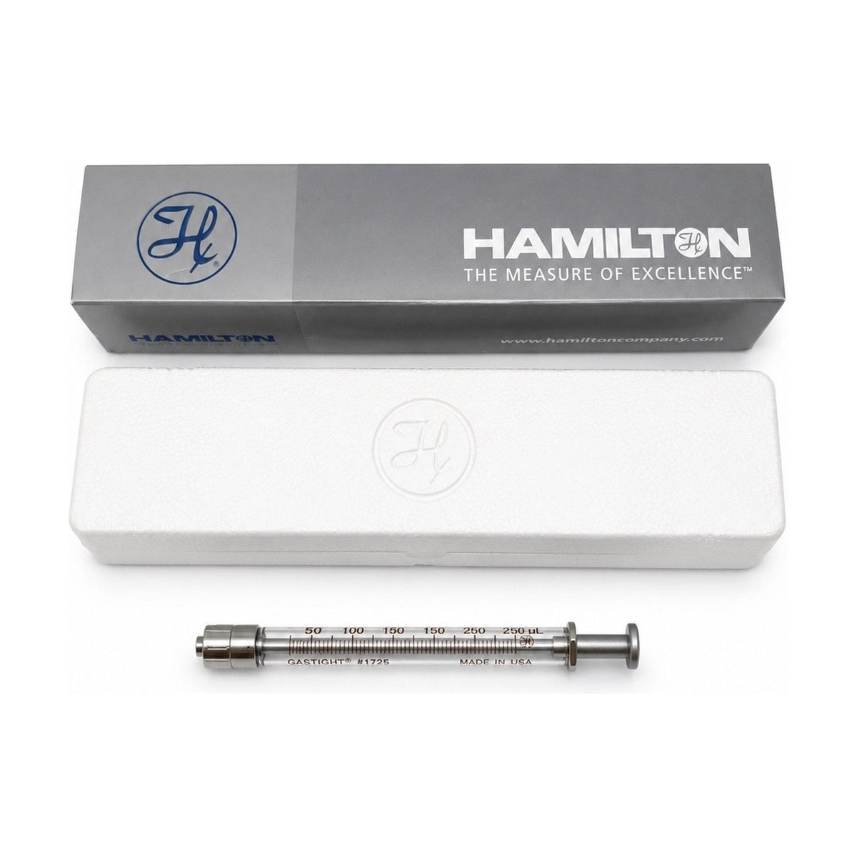 Hamilton 81129 Gastight Syringe 1725TLLX 250µL Laboratory Syringe w/ Case