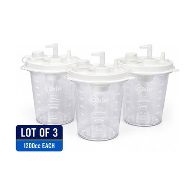 Lot of 3 1200cc Disposable Collection Canister w Lid